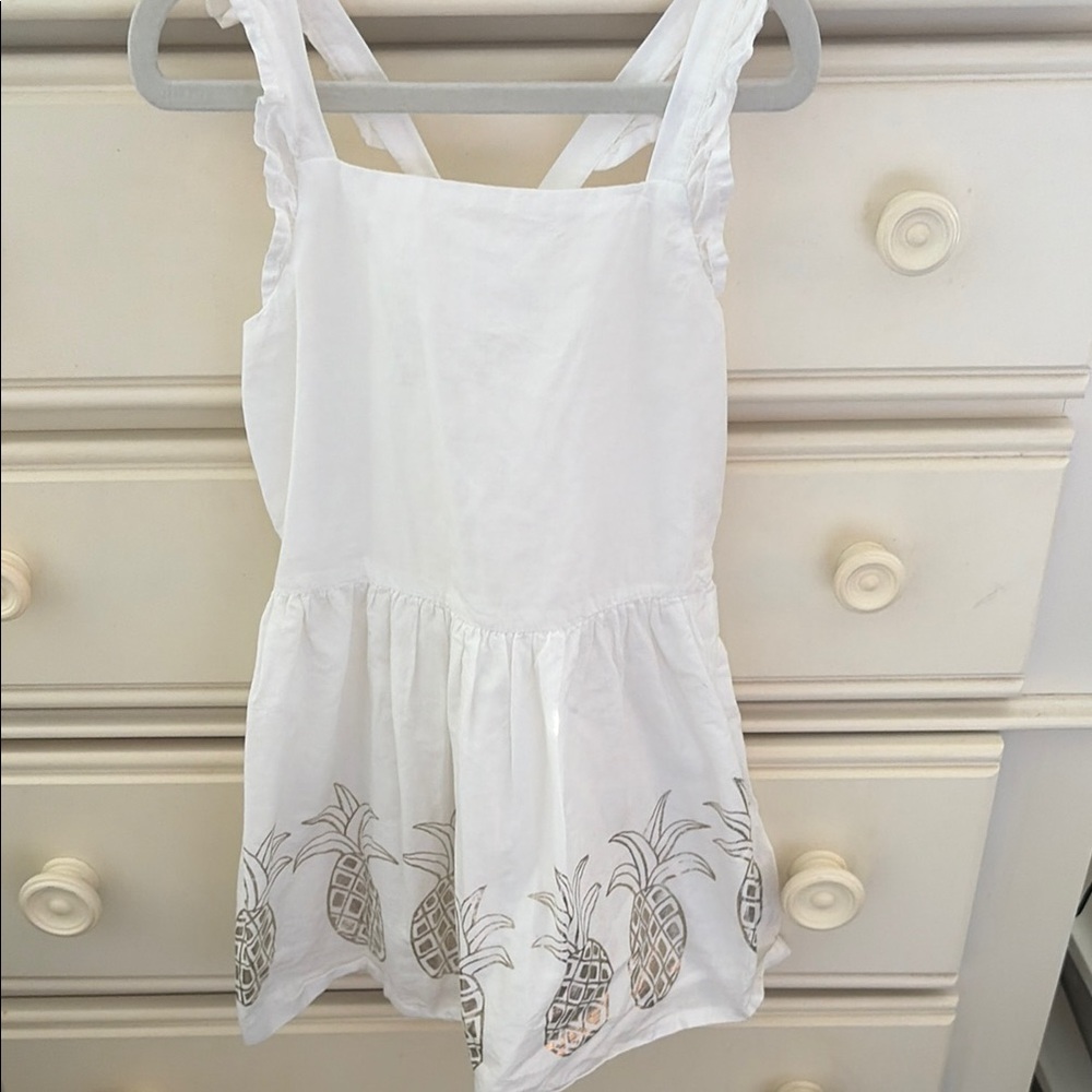 Gymboree girls White Pineapple Embroidered Sundress size 5 adjustable straps